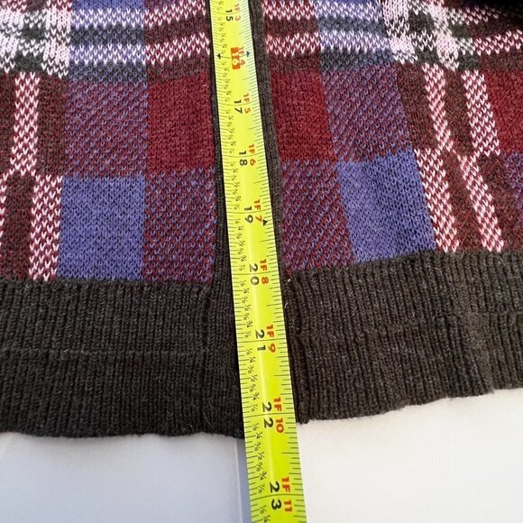 SUNDANCE Cardigan Sweater Gray Plaid Front Academia Size Small - Picture 5 of 7